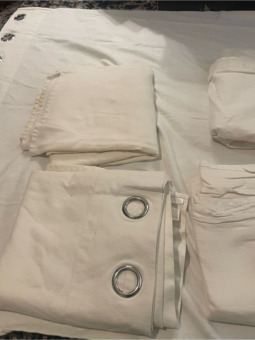 6 West Elm White Linen Blend Grommet Panels 48 x 108 - 6 Panels - Picture 10 of 14